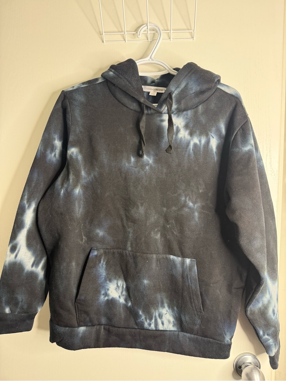Warehouse One Tie-Dye Black & White Hooded Sweatshirt Medium